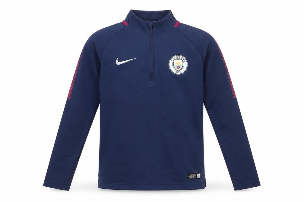 Nike Boys Blue Manchester City Dri-Fit 1/4 Zip Football Track Jacket 10-12 Years