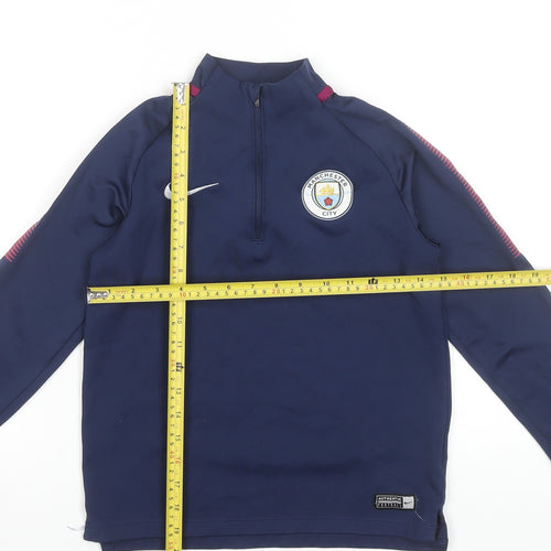 Nike Boys Blue Manchester City Dri-Fit 1/4 Zip Football Track Jacket 10-12 Years