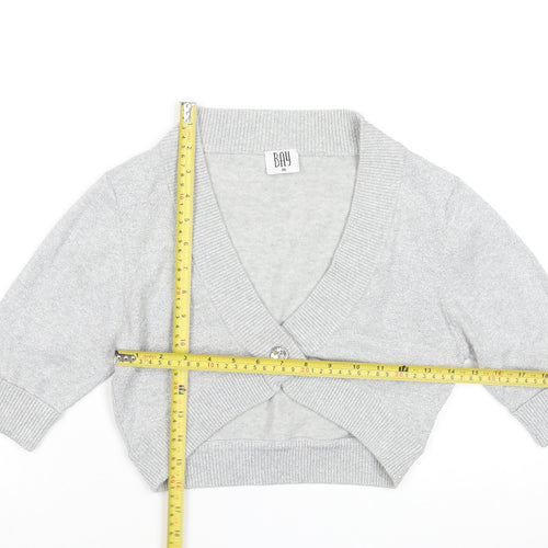 BAY Women’s Grey Glitter Button Cardigan Size 10 V-Neck 3/4 Sleeve