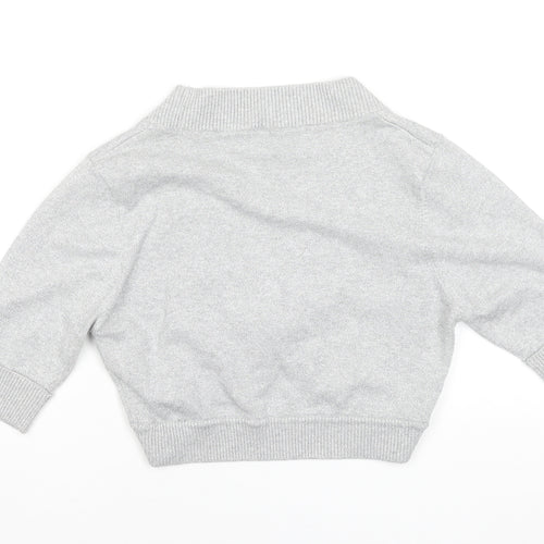 BAY Women’s Grey Glitter Button Cardigan Size 10 V-Neck 3/4 Sleeve