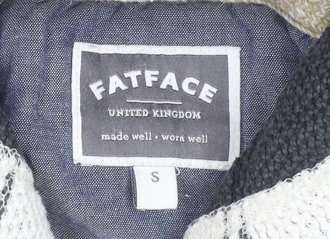 FatFace Men's Oatmeal Striped Cotton Hoodie Small Beige Pullover