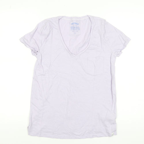FatFace Women's Purple V-Neck Short Sleeve Cotton T-Shirt Size 6