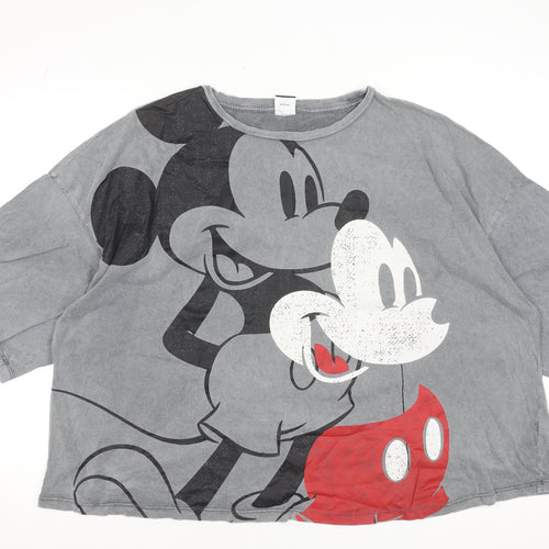 Disney at George Women’s Grey Mickey Mouse Cotton T-Shirt Size 20