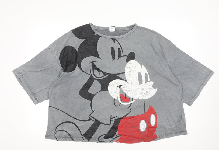 Disney at George Women’s Grey Mickey Mouse Cotton T-Shirt Size 20