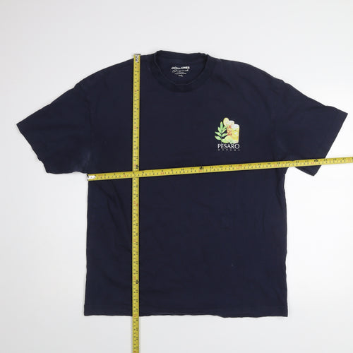 Jack & Jones Men's Blue Pesaro Graphic Print T-Shirt Size L