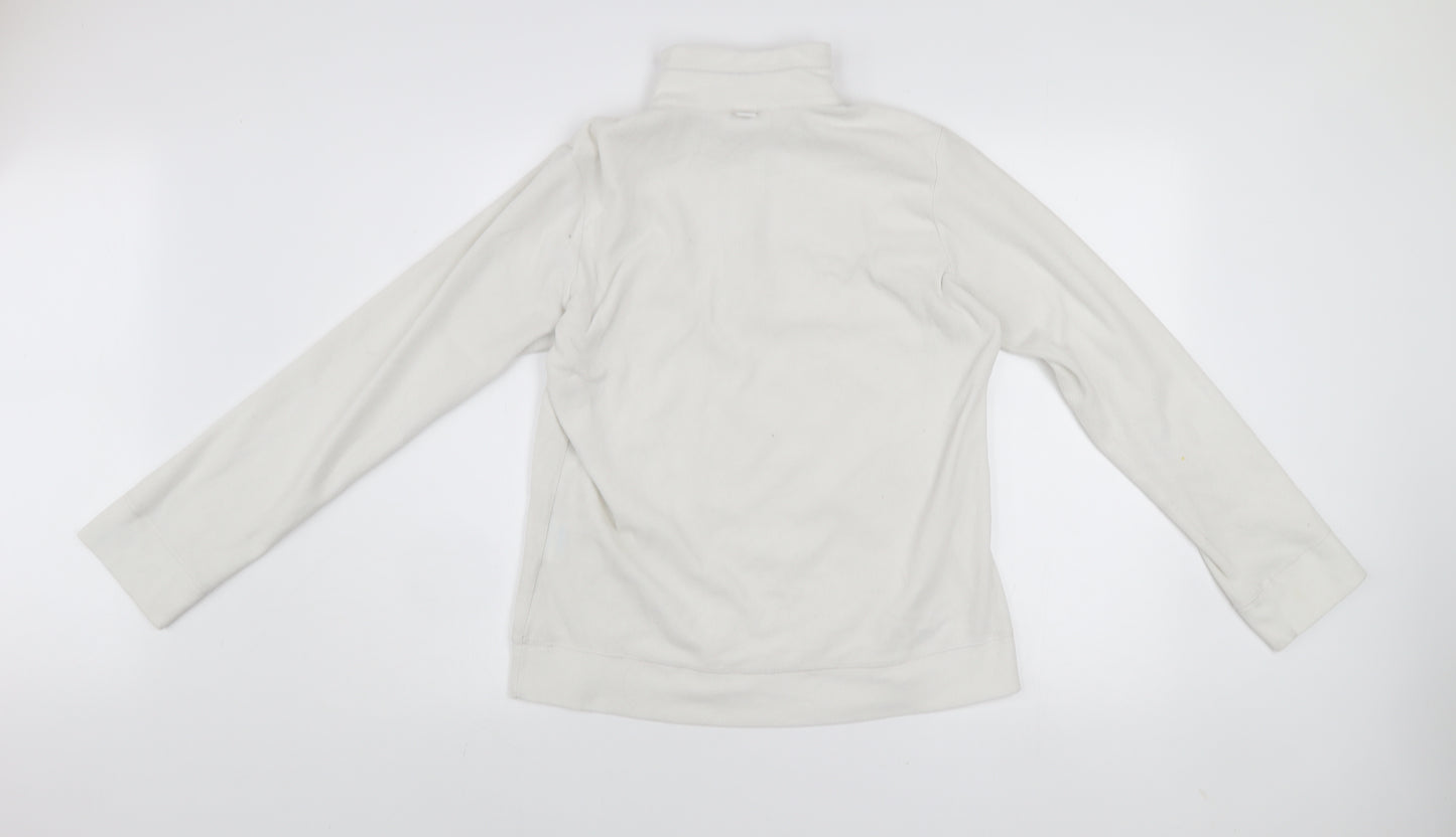 Champion Womens White Fleece 1/4 Zip Pullover Sweatshirt M Easy Fit