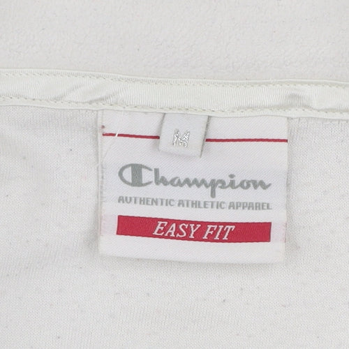 Champion Womens White Fleece 1/4 Zip Pullover Sweatshirt M Easy Fit