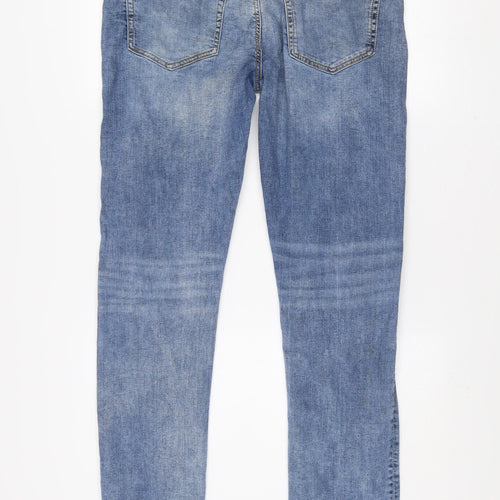 Easy Slim Fit Blue Denim Jeans Men 36L Classic Mid Wash Cotton