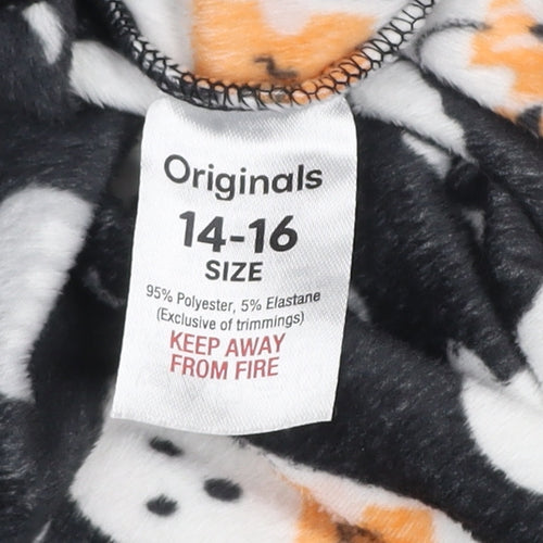Originals Women's Black Halloween Ghost Print Fleece Pyjama Pants Size 14-16