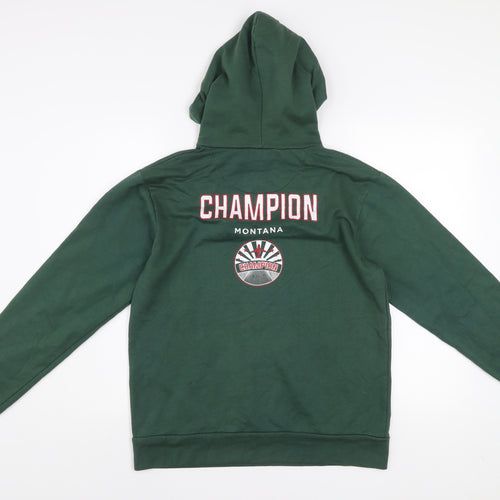 PrettyLittleThing Unisex Green Pullover Hoodie Medium Logo Print