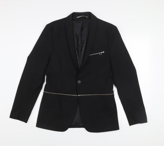 Zara Man Black Slim Fit Shawl Collar Men's Blazer 38R