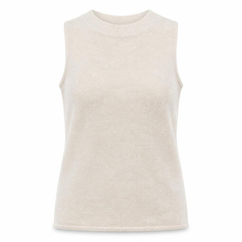 VILA Women's Beige Knit High Neck Sleeveless Tank Top Size L
