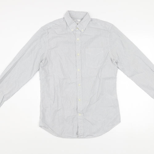 GAP Men's White Slim Fit Stretch Striped Long Sleeve Dress Shirt S