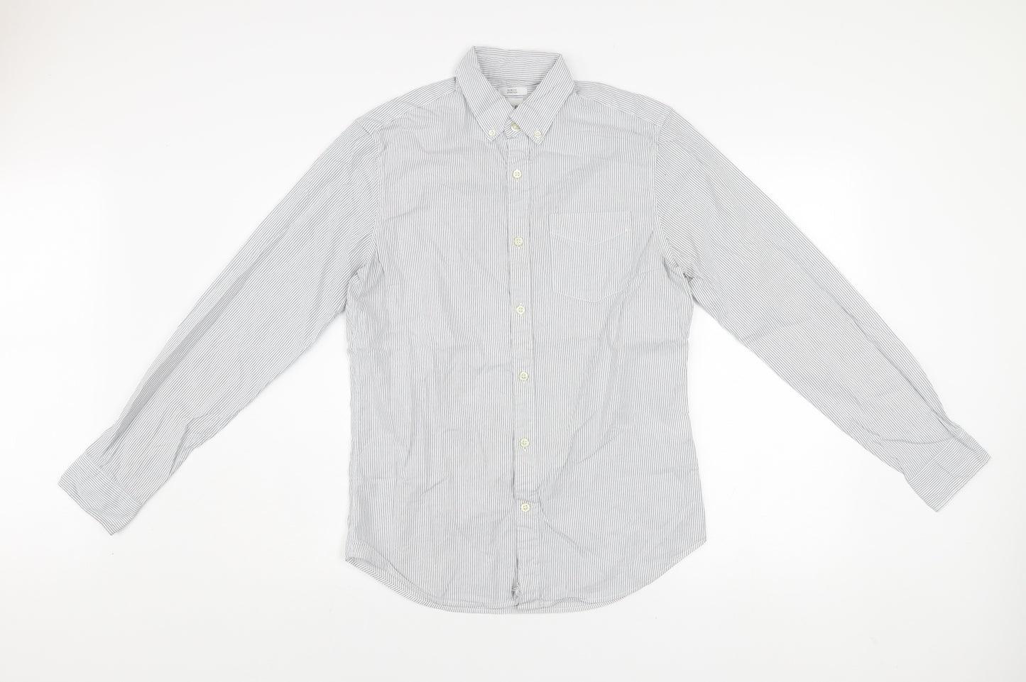 GAP Men's White Slim Fit Stretch Striped Long Sleeve Dress Shirt S