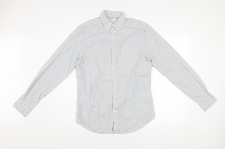 GAP Men's White Slim Fit Stretch Striped Long Sleeve Dress Shirt S
