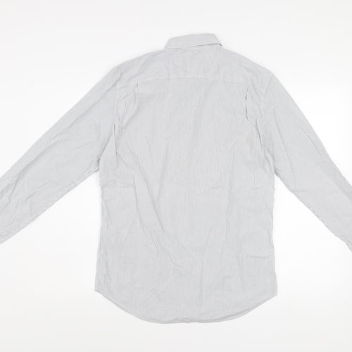 GAP Men's White Slim Fit Stretch Striped Long Sleeve Dress Shirt S
