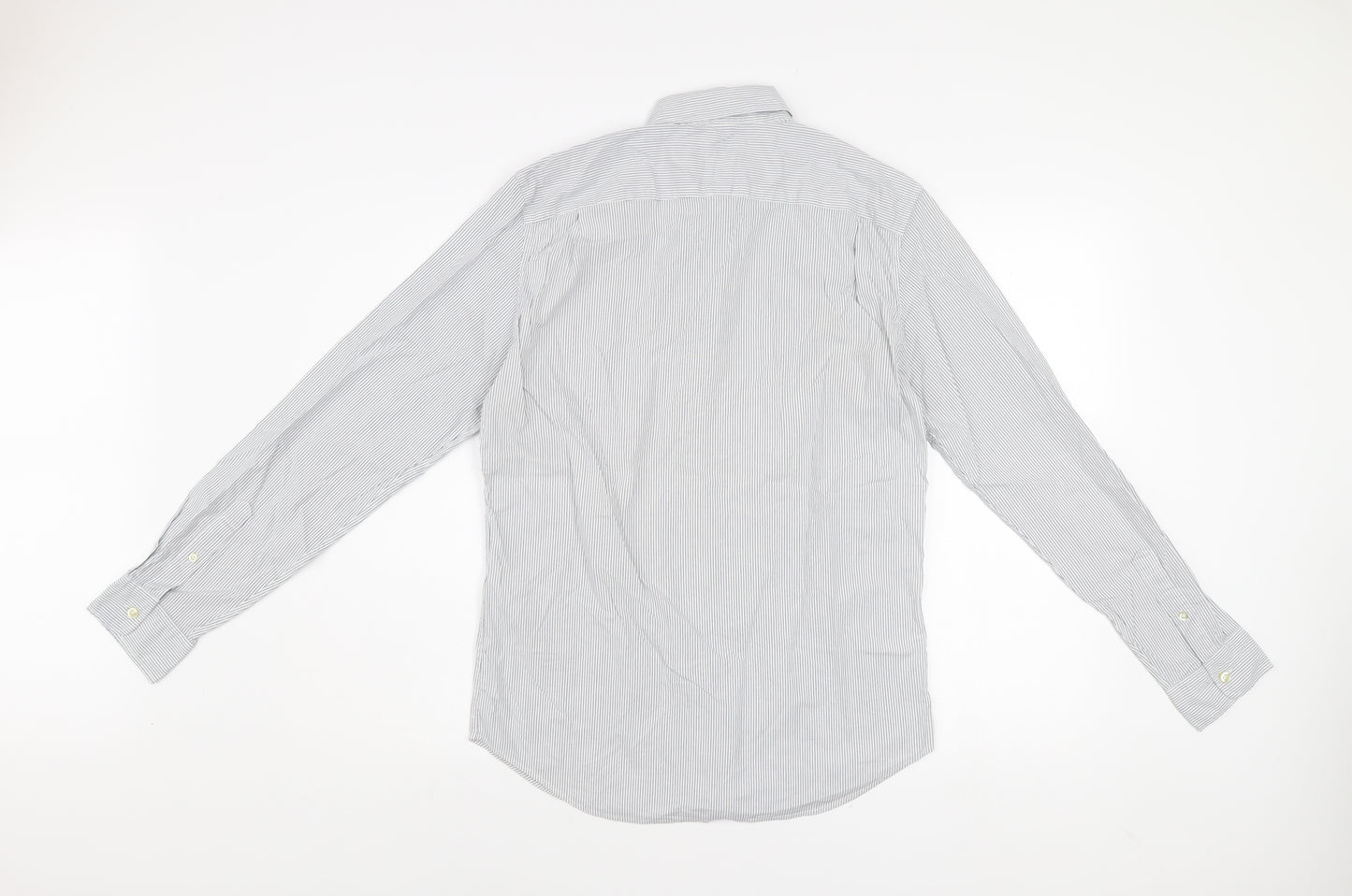 GAP Men's White Slim Fit Stretch Striped Long Sleeve Dress Shirt S