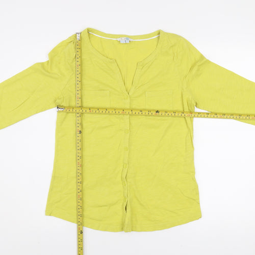 Boden Womens Yellow 3/4 Sleeve Button-Up Cotton Top Size 10