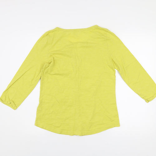 Boden Womens Yellow 3/4 Sleeve Button-Up Cotton Top Size 10
