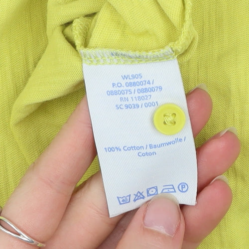Boden Womens Yellow 3/4 Sleeve Button-Up Cotton Top Size 10