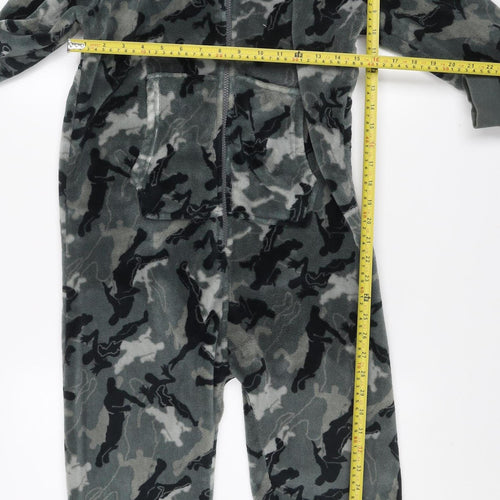 Next Boys Grey Camouflage Fortnite Fleece Onesie 11 Years Hooded Zip Winter Nightwear