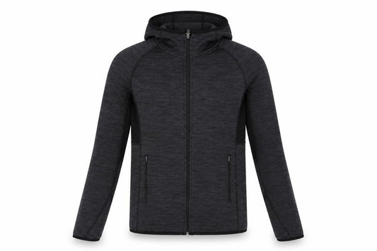 Front view of H&M Men’s Black Fleece Sport Hooded Jacket, size L, Athletic Fit