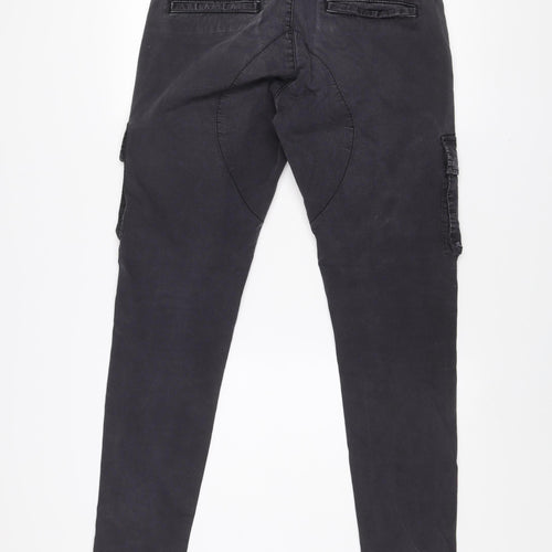 Zara Men Black Cargo Tapered Jeans Size 34 Regular Fit