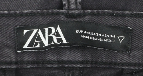 Zara Men Black Cargo Tapered Jeans Size 34 Regular Fit