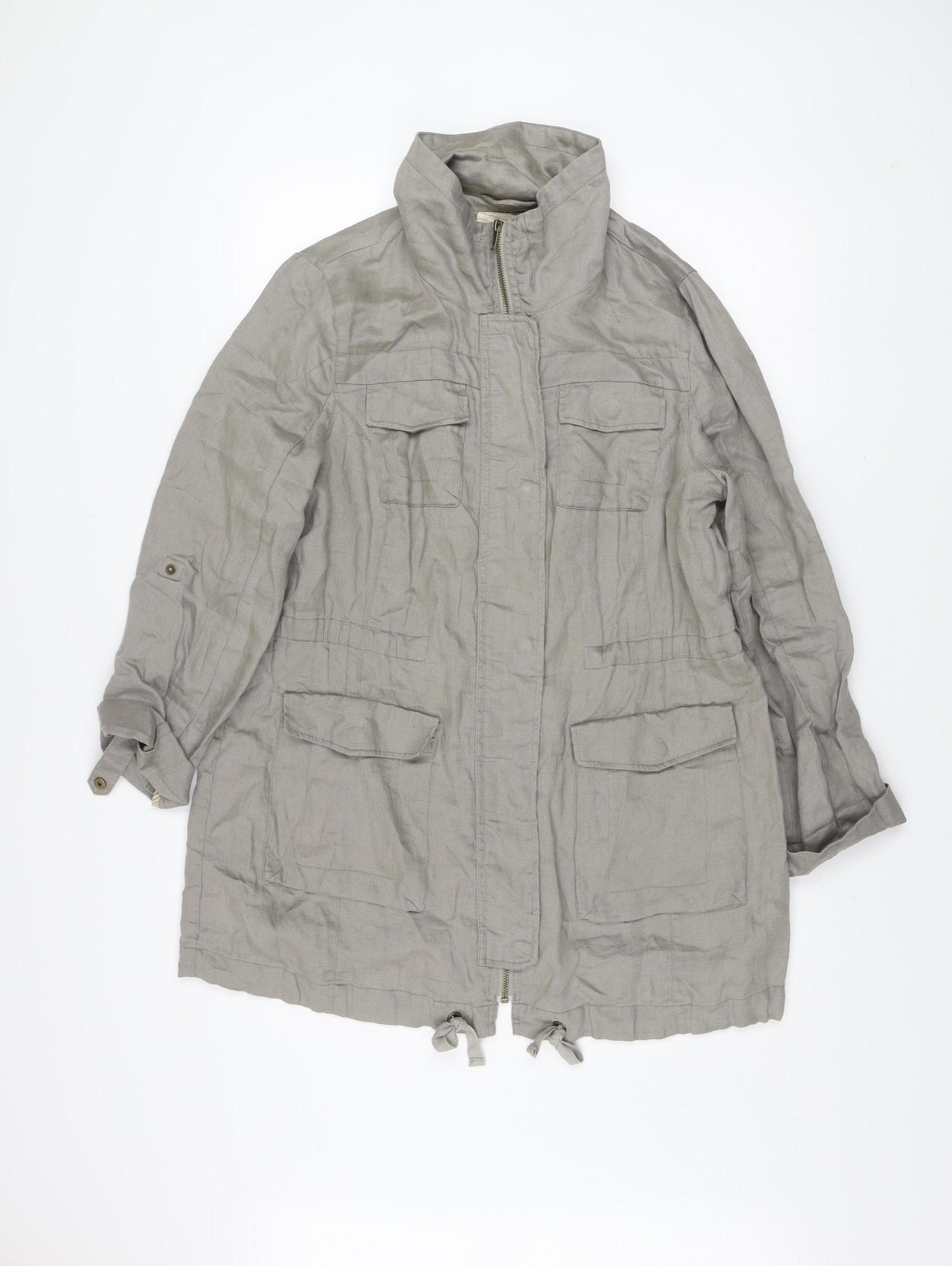 Marks and Spencer Women’s Grey Linen Parka Jacket Size 12