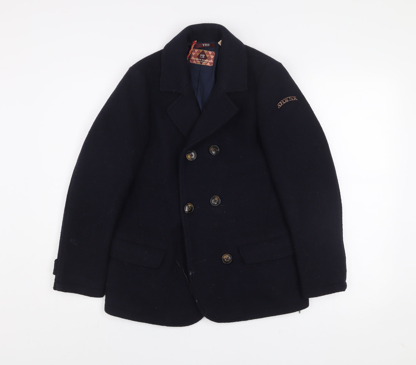 Scotch Shrunk Women's Blue Wool Pea Coat Size 12 Lined Classic Style