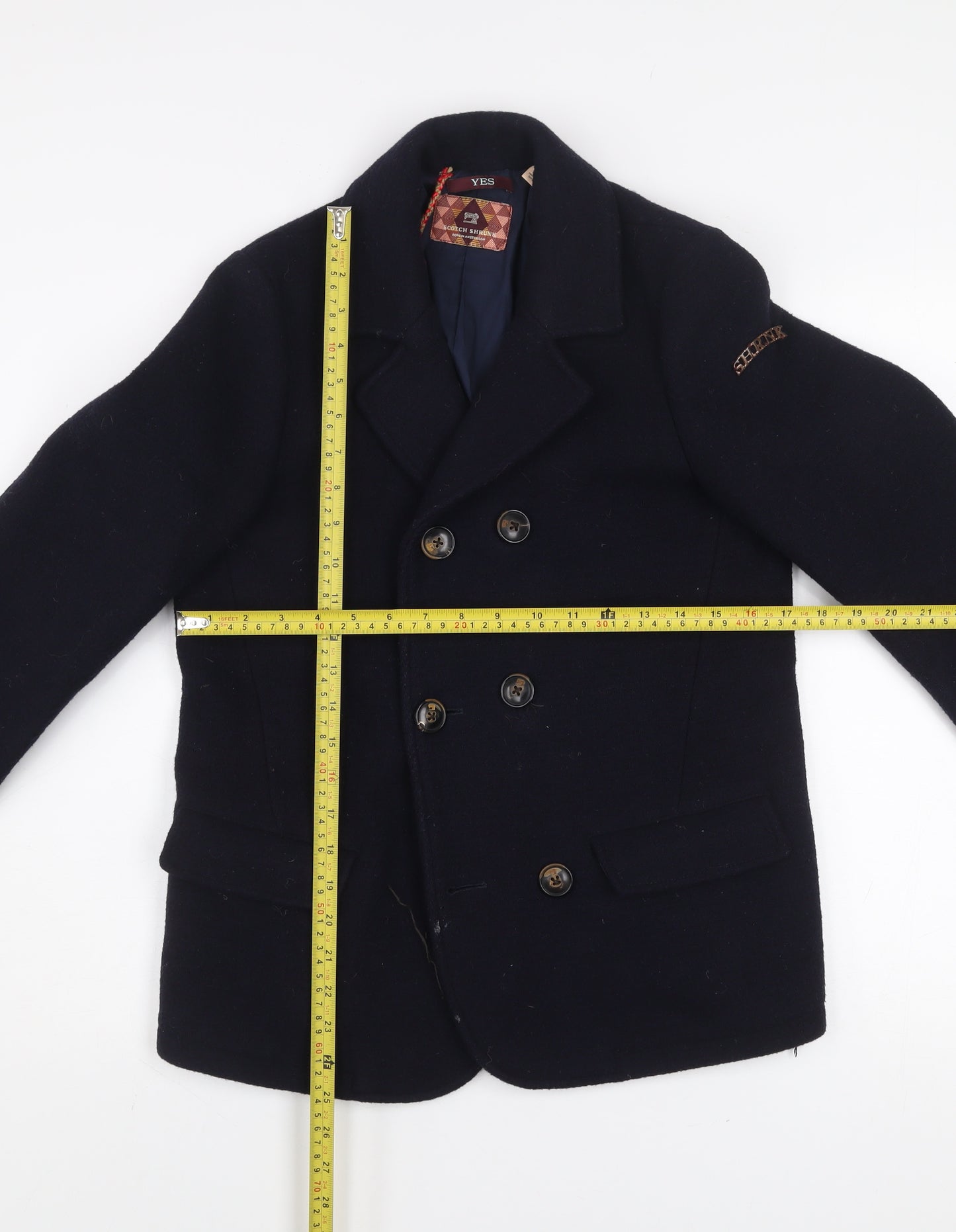 Scotch Shrunk Women's Blue Wool Pea Coat Size 12 Lined Classic Style