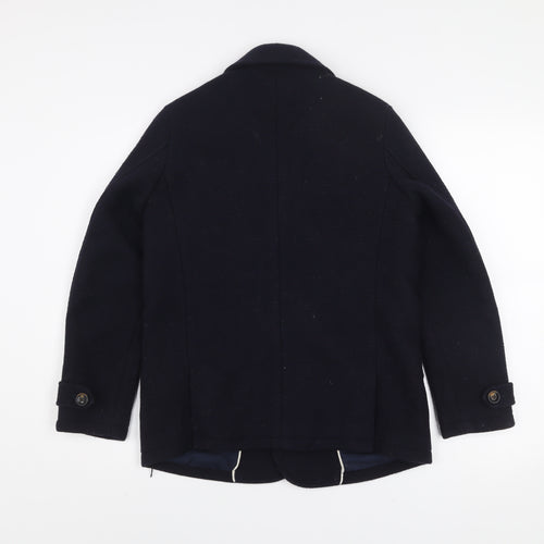 Scotch Shrunk Women's Blue Wool Pea Coat Size 12 Lined Classic Style