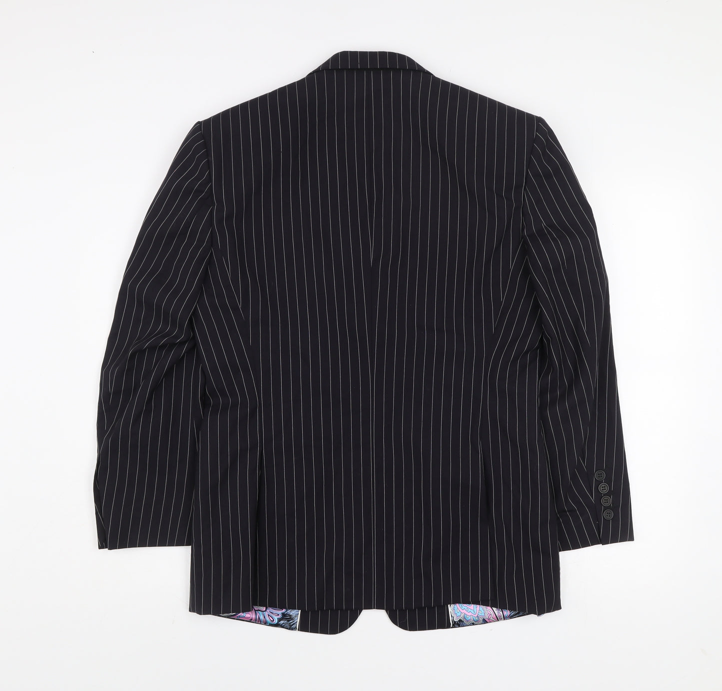 William Hunt Men's Black Pinstripe Wool Slim Fit Blazer 38