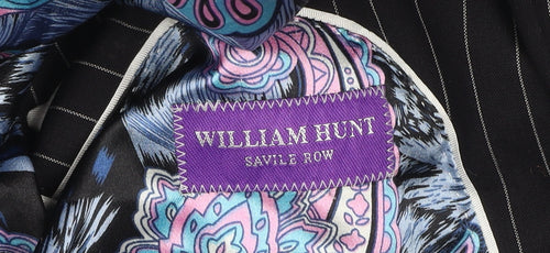 William Hunt Men's Black Pinstripe Wool Slim Fit Blazer 38