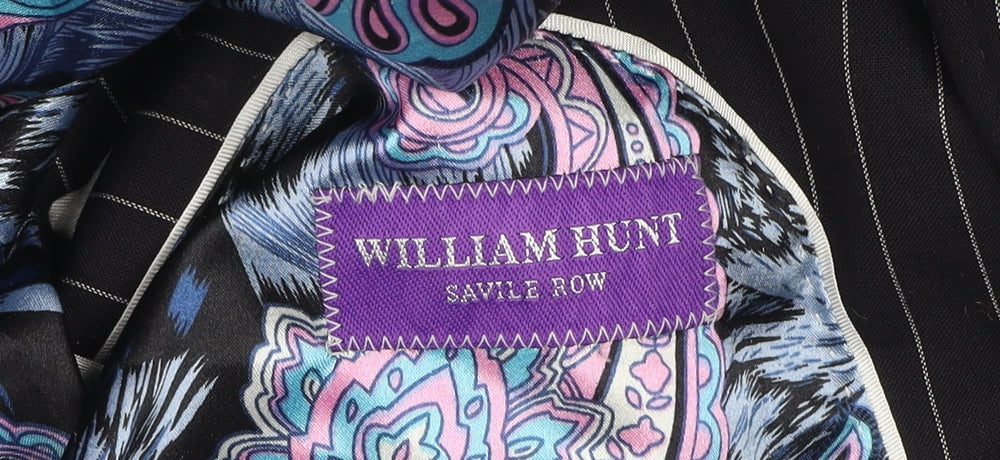 William Hunt Men's Black Pinstripe Wool Slim Fit Blazer 38