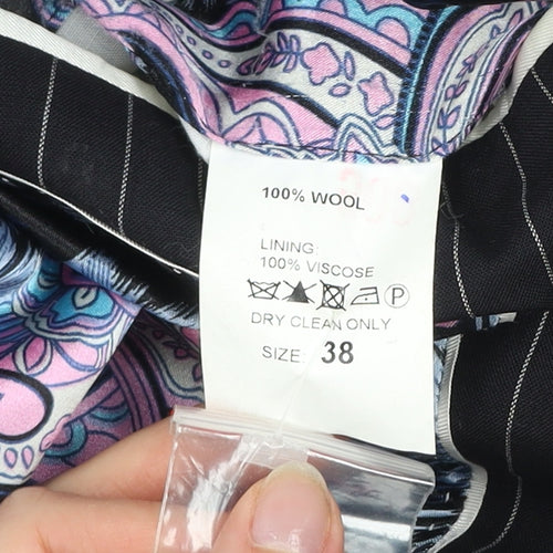 William Hunt Men's Black Pinstripe Wool Slim Fit Blazer 38