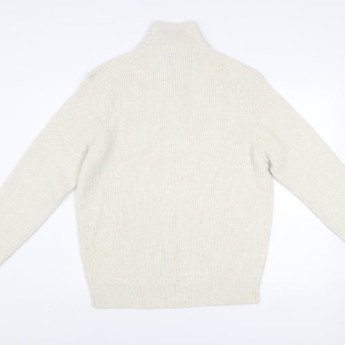 Marks and Spencer Men’s Ivory Wool Blend 1/2 Zip Jumper L Regular Fit