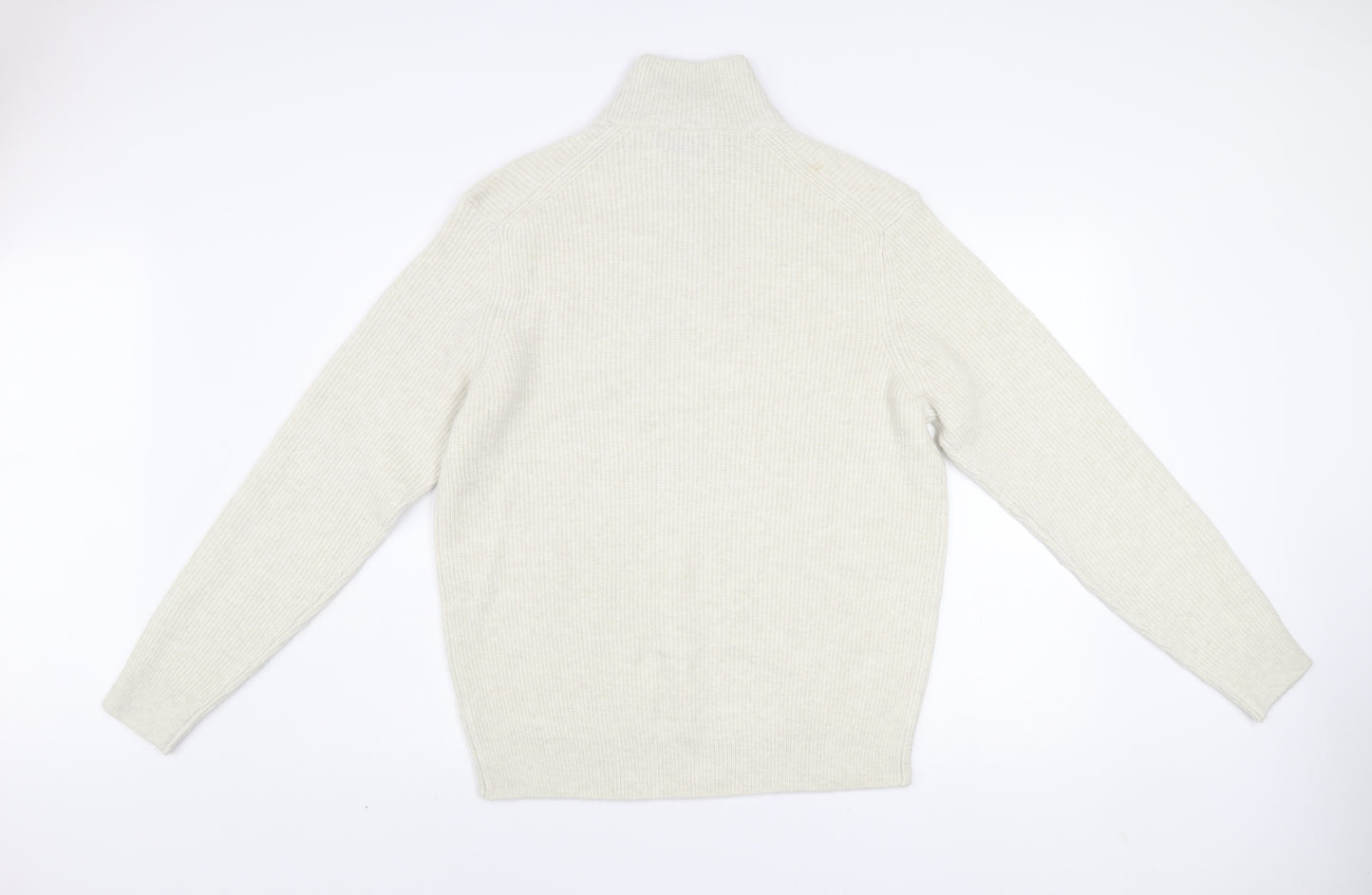 Marks and Spencer Men’s Ivory Wool Blend 1/2 Zip Jumper L Regular Fit