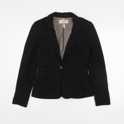 Bershka Women Black Slim Fit One-Button Blazer Jacket Size S
