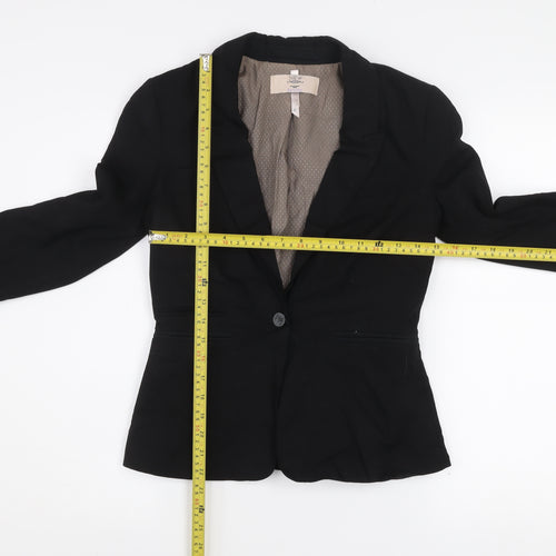Bershka Women Black Slim Fit One-Button Blazer Jacket Size S