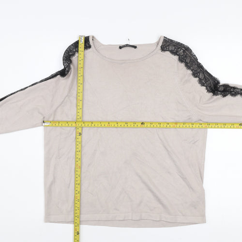Marks and Spencer Women’s Beige Lace Trim Pullover Jumper UK 14