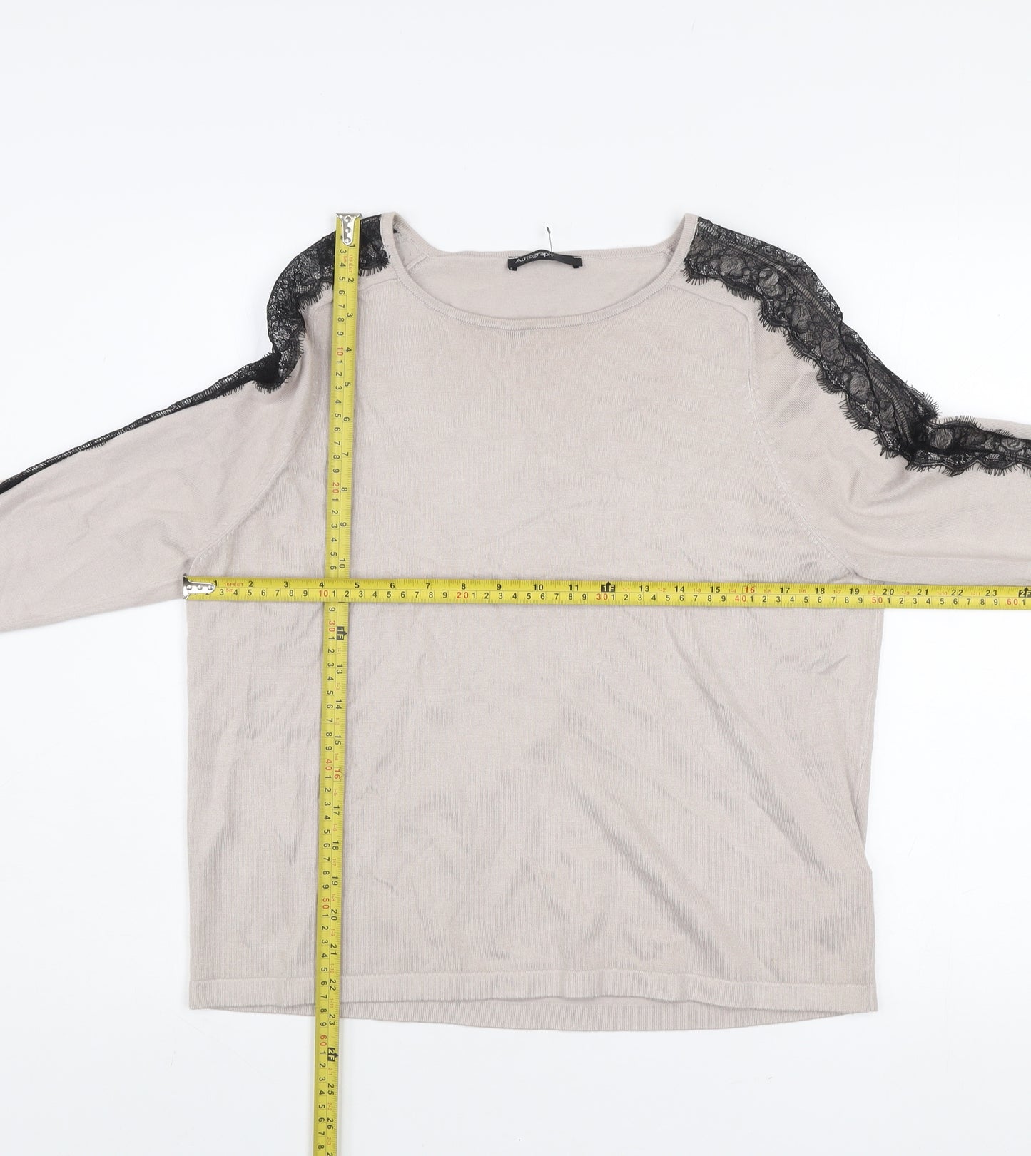 Marks and Spencer Women’s Beige Lace Trim Pullover Jumper UK 14