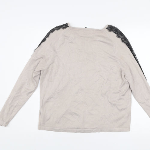 Marks and Spencer Women’s Beige Lace Trim Pullover Jumper UK 14