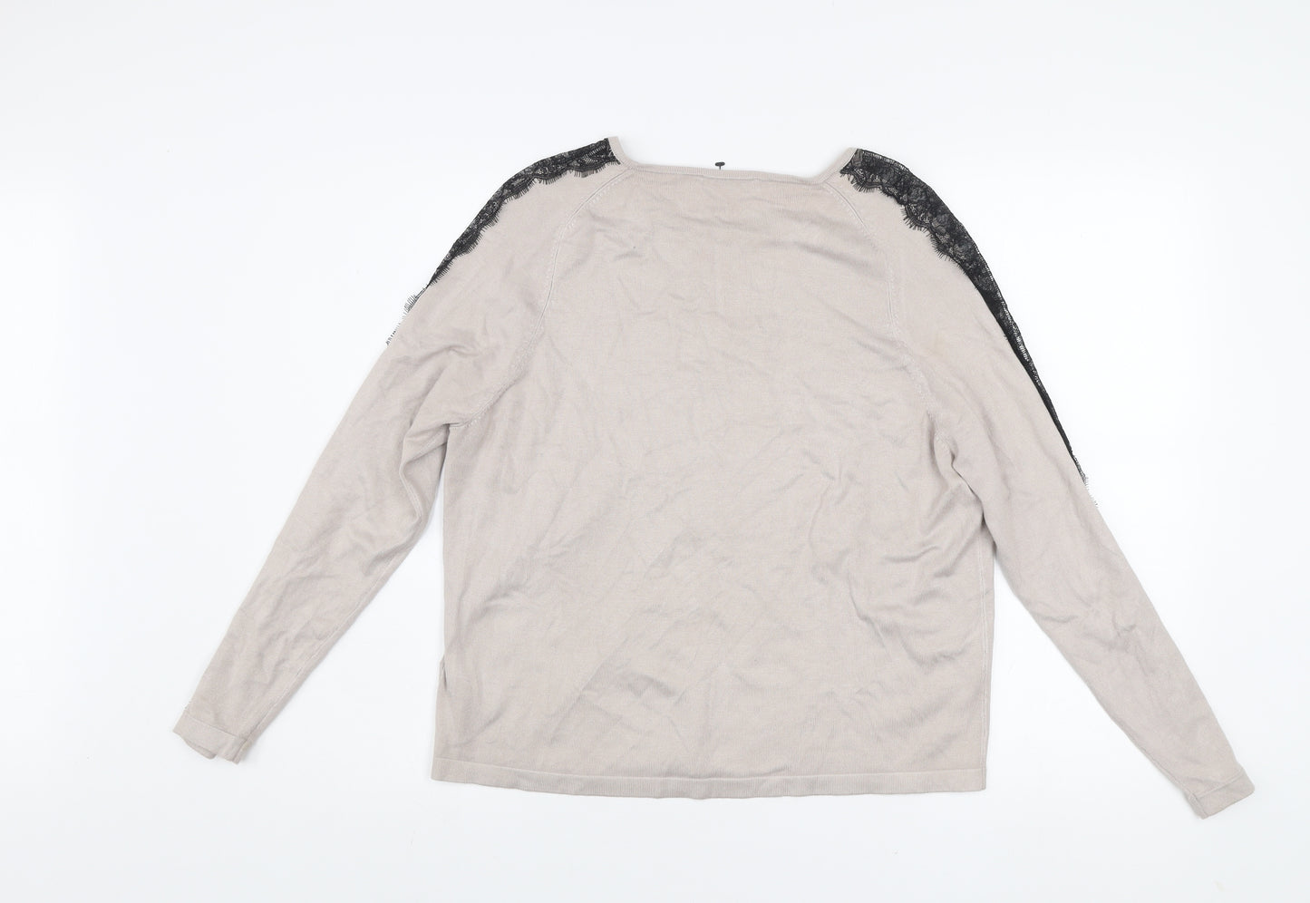 Marks and Spencer Women’s Beige Lace Trim Pullover Jumper UK 14