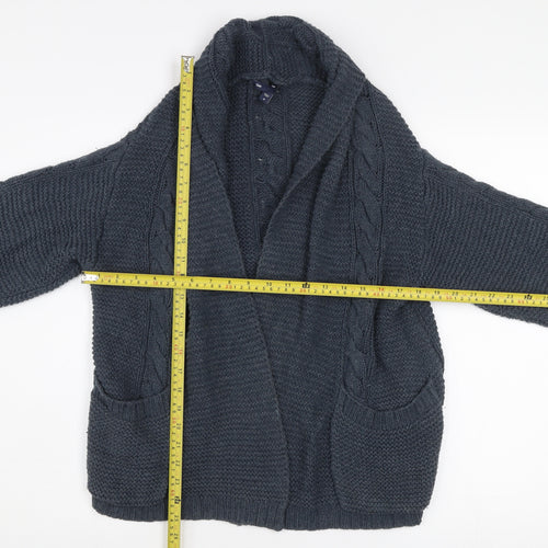 Gap Women’s Grey Cable-Knit Open Cardigan M Cotton Blend