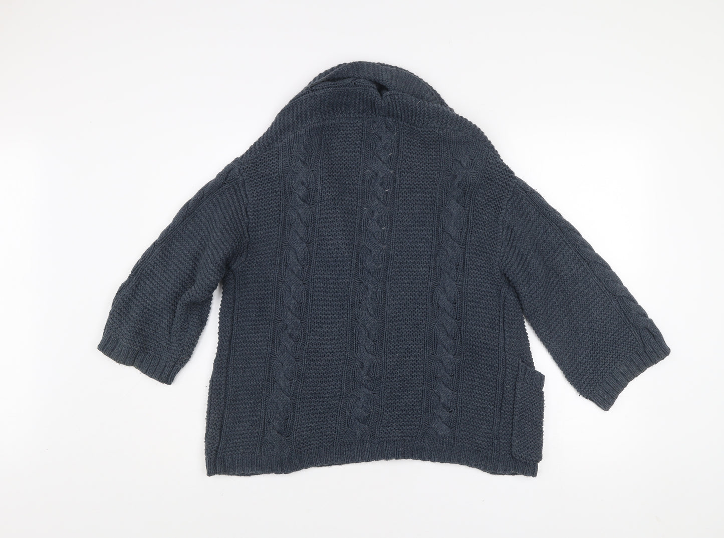 Gap Women’s Grey Cable-Knit Open Cardigan M Cotton Blend