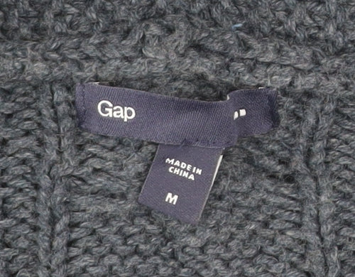 Gap Women’s Grey Cable-Knit Open Cardigan M Cotton Blend
