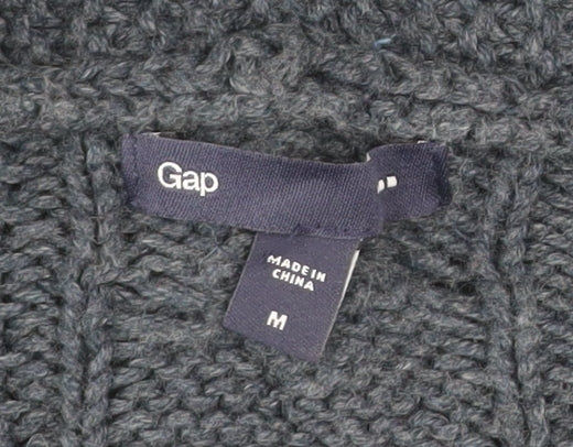 Gap Women’s Grey Cable-Knit Open Cardigan M Cotton Blend