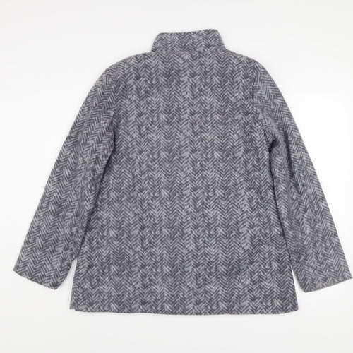 Anne De Lançay Women's Grey Herringbone Mid-Length Button Coat Size S