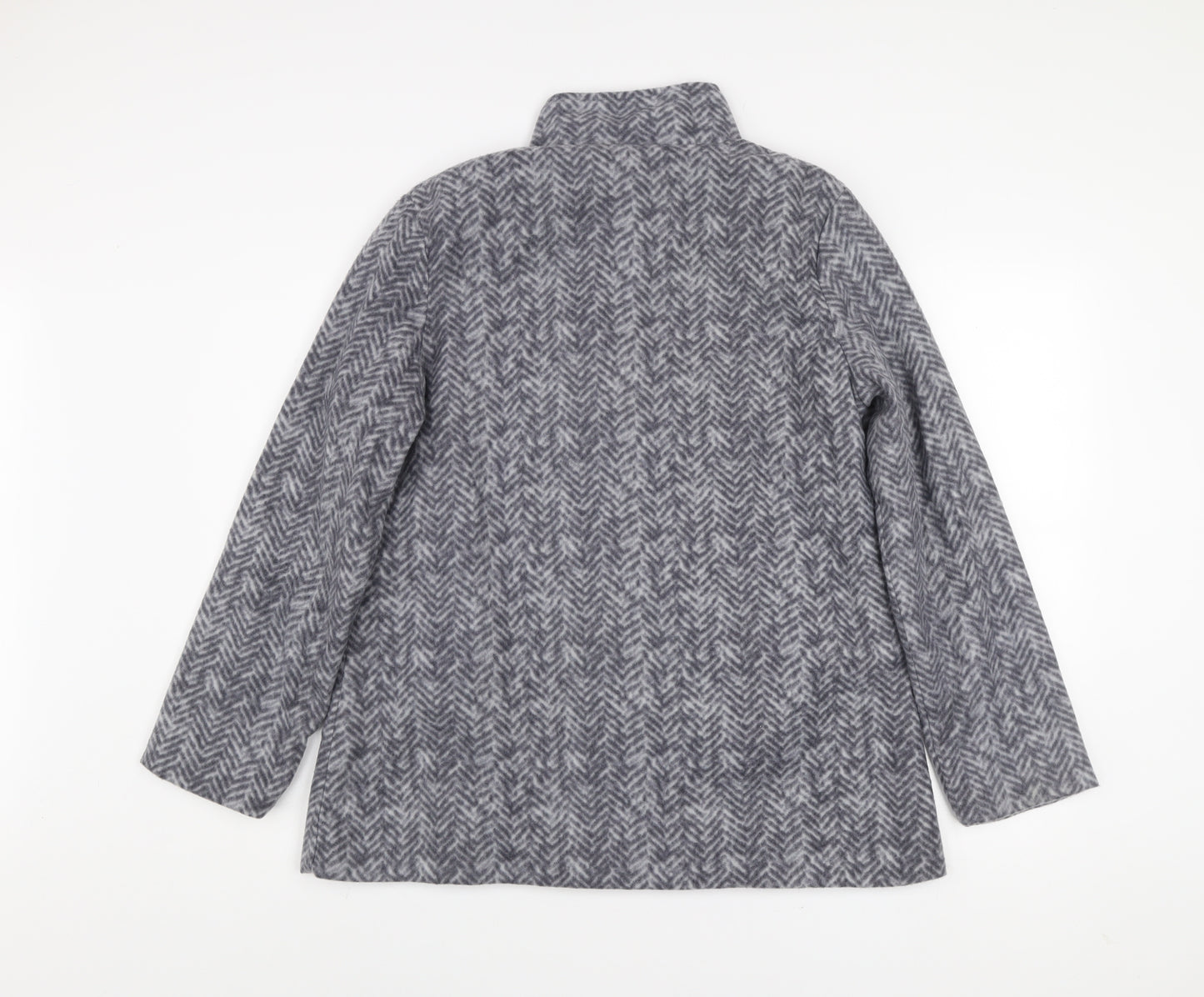 Anne De Lançay Women's Grey Herringbone Mid-Length Button Coat Size S
